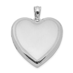 Sterling Silver Rhodium-plated Polished & Satin Heart Locket