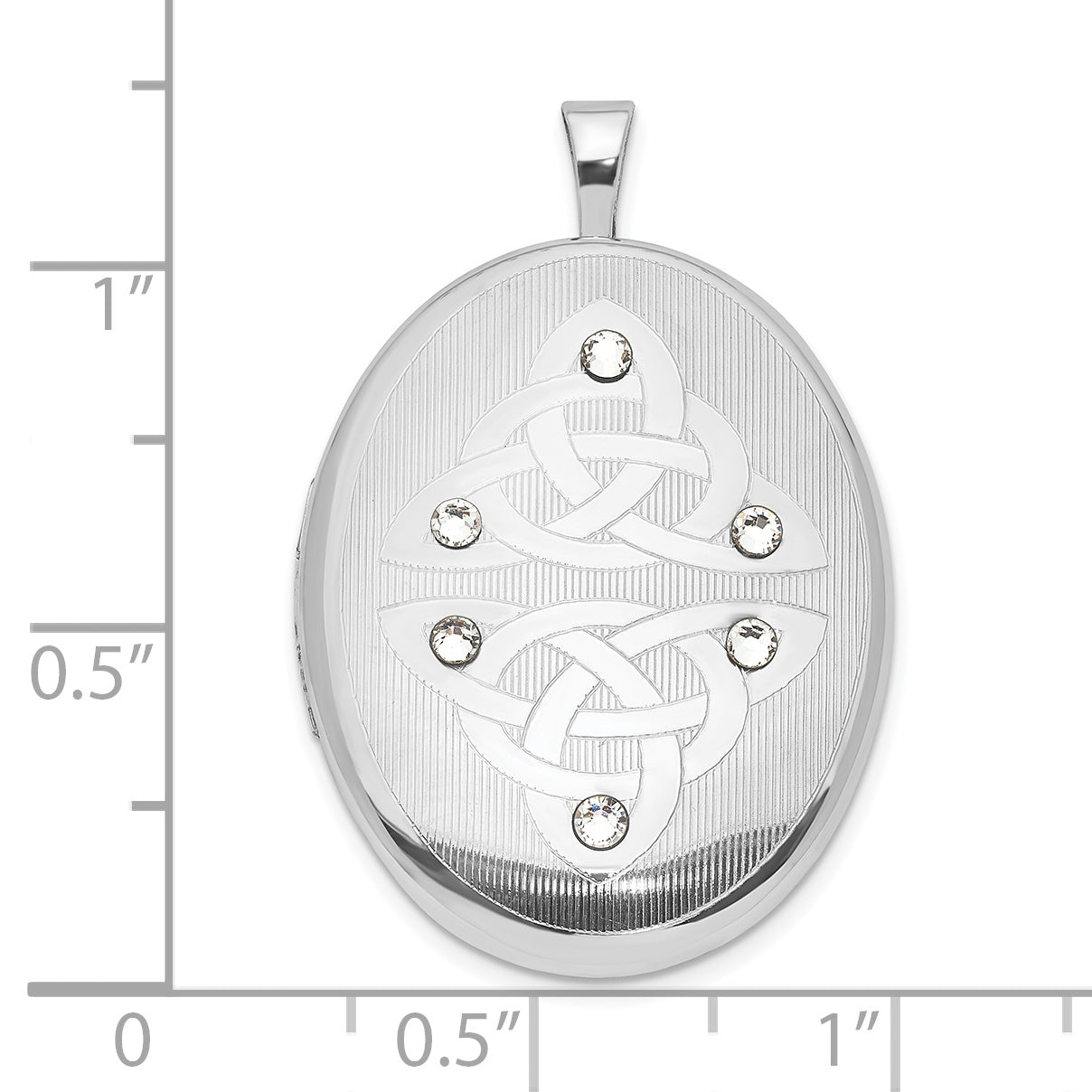 Sterling Silver Crystal Trinity Oval Locket