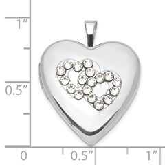 Sterling Silver Crystal Double Hearts Heart Locket