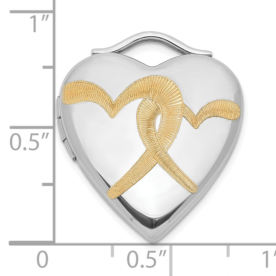 Sterling Silver Gold Plated 20mm Double Heart Locket