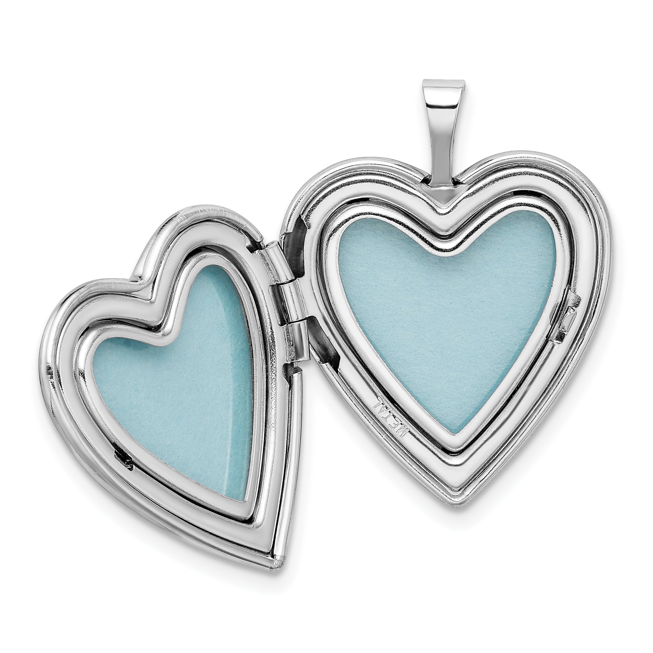 Sterling Silver Rhodium-plated Satin & Polished Paw Prints Heart Locket