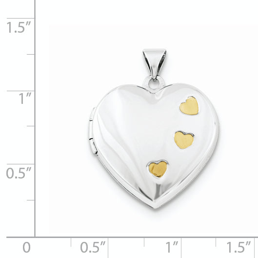 Sterling Silver Rhodium-plated w/Gold-plating Heart Locket