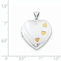 Sterling Silver Rhodium-plated w/Gold-plating Heart Locket