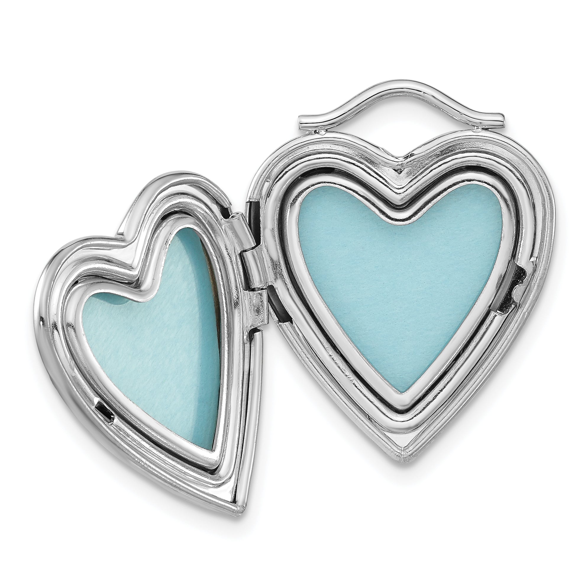 Sterling Silver 20mm D/C Textured & Polished Heart Locket