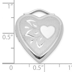 Sterling Silver 20mm D/C Textured & Polished Heart Locket