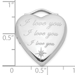 Sterling Silver Diamond I Love You 20mm Heart Locket