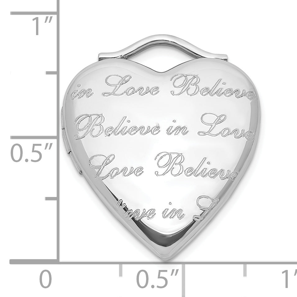 Sterling Silver Believe In Love 20mm Heart Locket