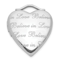 Sterling Silver Polished Believe In Love Heart Locket