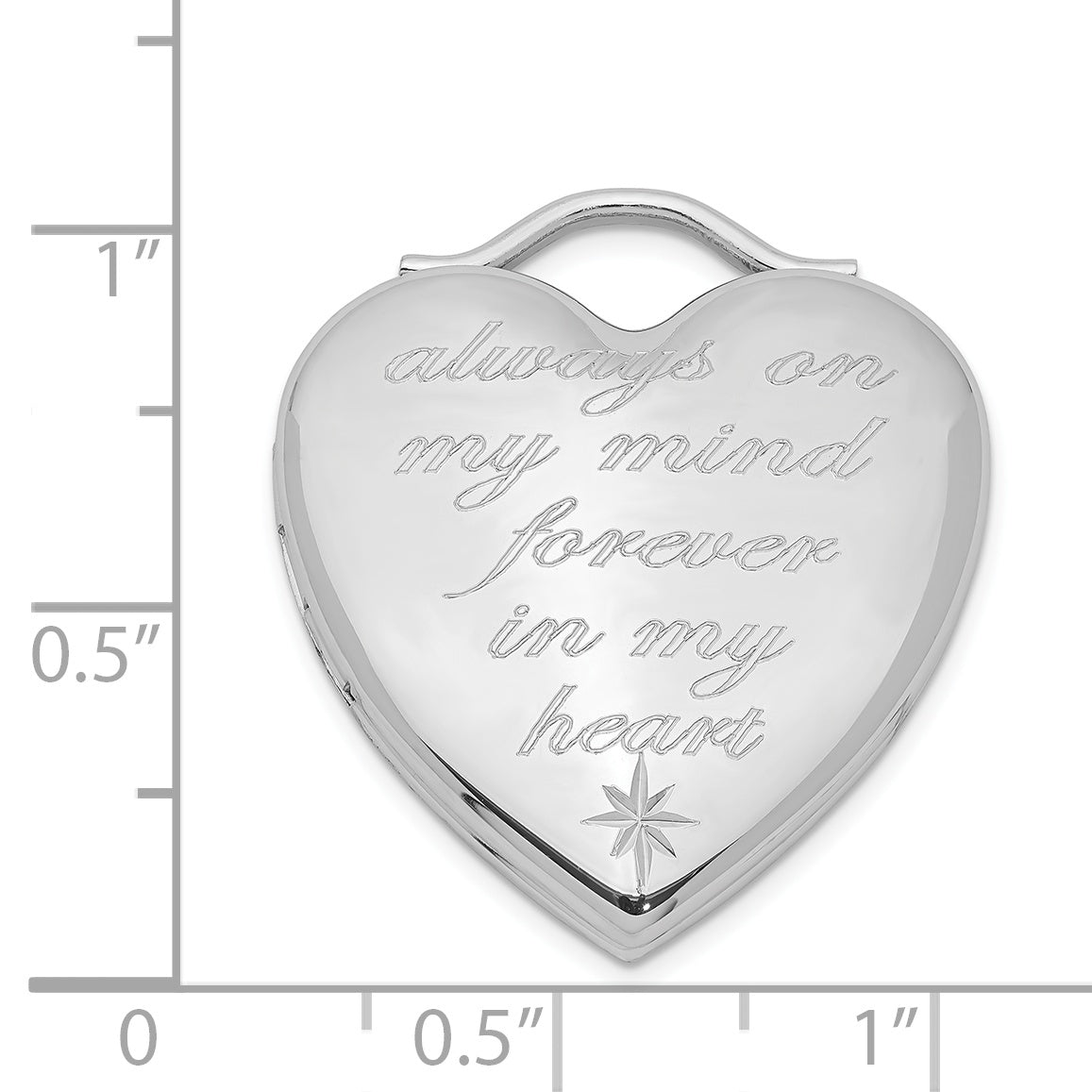 Sterling Silver Rhodium-plated Always On My Mind Forever In My Heart Locket