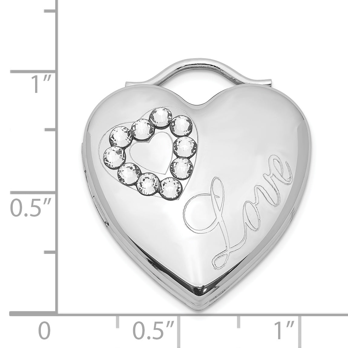 Sterling Silver Rhodium-plated 24mm Swarovski Crystal Heart Locket