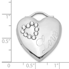 Sterling Silver Rhodium-plated 24mm Swarovski Crystal Heart Locket