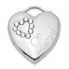 Sterling Silver Rhodium-plated 24mm Australian Crystal Love Heart Locket