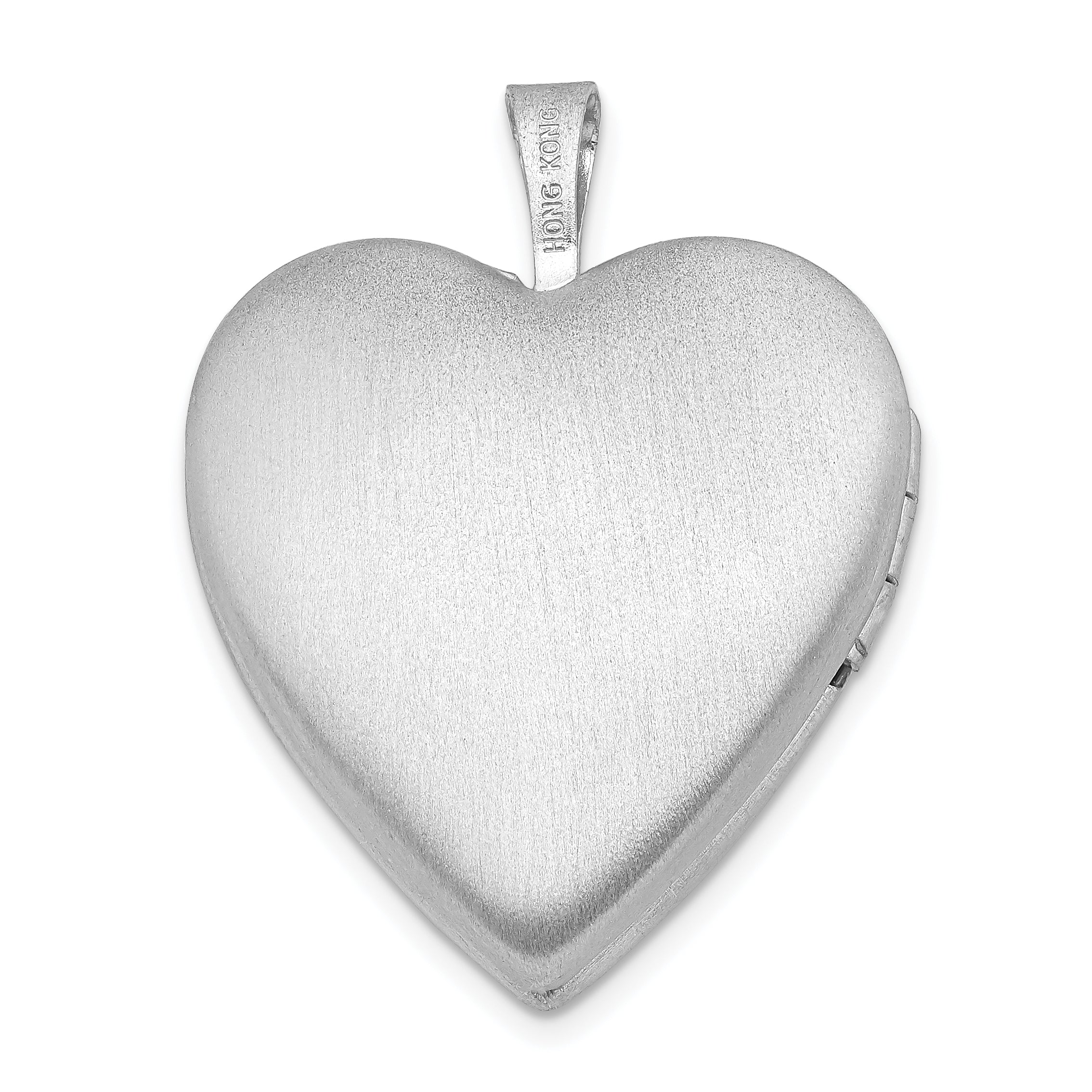 Sterling Silver Rhodium-plated Dia Satin/Polish In Memory Heart Locket