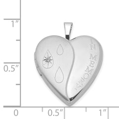 Sterling Silver Rhodium-plated Dia Satin/Polish In Memory Heart Locket