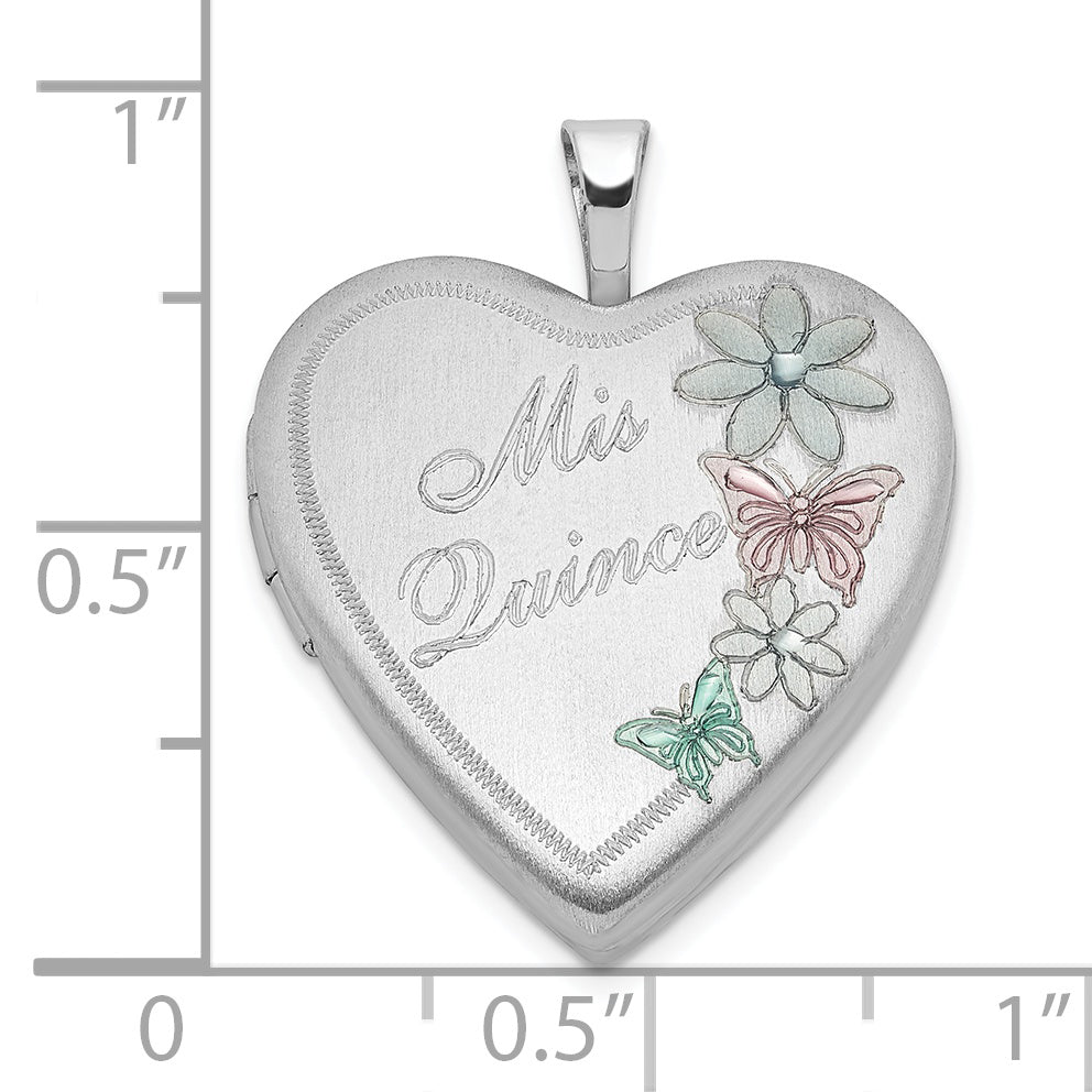 Sterling Silver 20mm Enameled Mis Quince Heart Locket