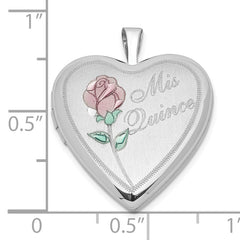 Sterling Silver 20mm Enameled Rose Mis Quince Heart Locket