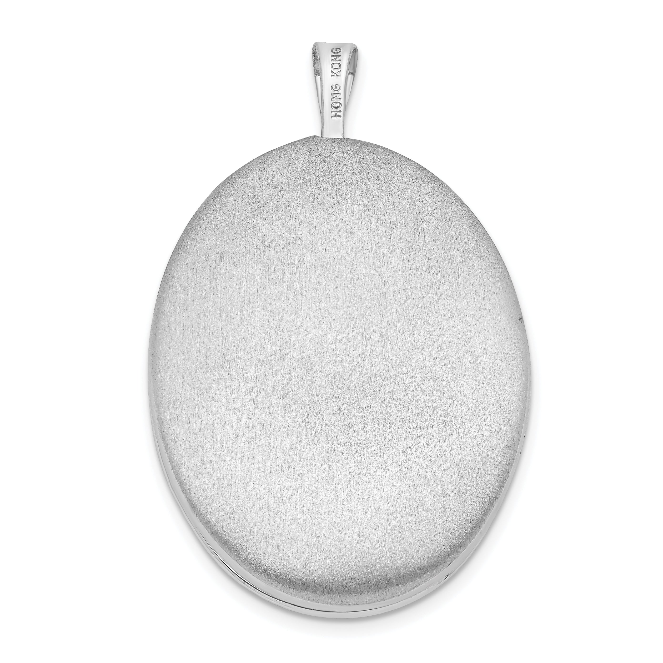 Sterling Silver Rhodium-plated Oval Satin & Polished Paw Print Locket