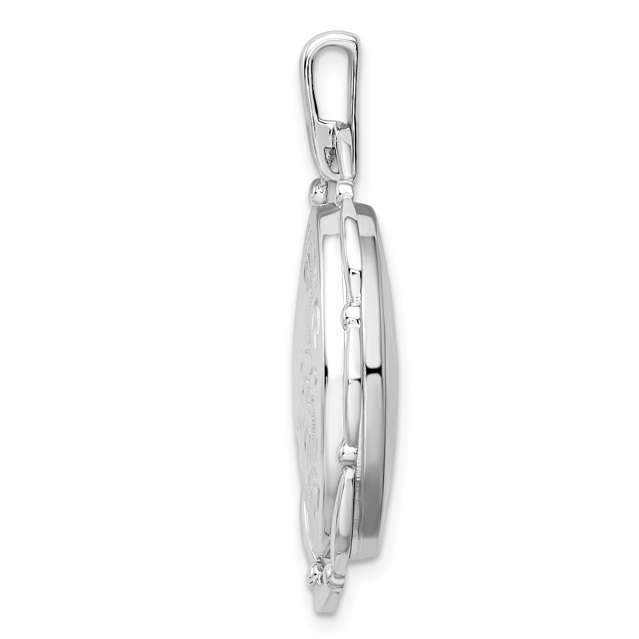 Sterling Silver Rhodium-plated 21x16mm Oval Locket