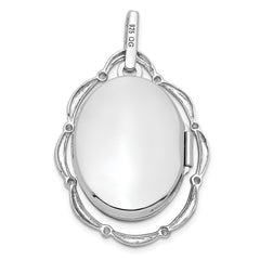 Sterling Silver Rhodium-plated 21x16mm Oval Locket