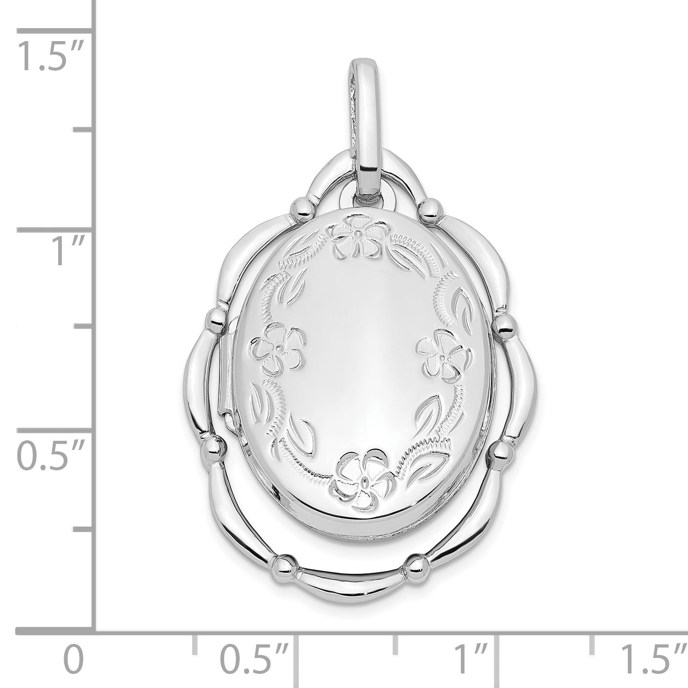 Sterling Silver Rhodium-plated 21x16mm Oval Locket