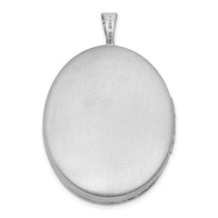 Sterling Silver 20mm Oval D/C Satin Chai Symbol Locket