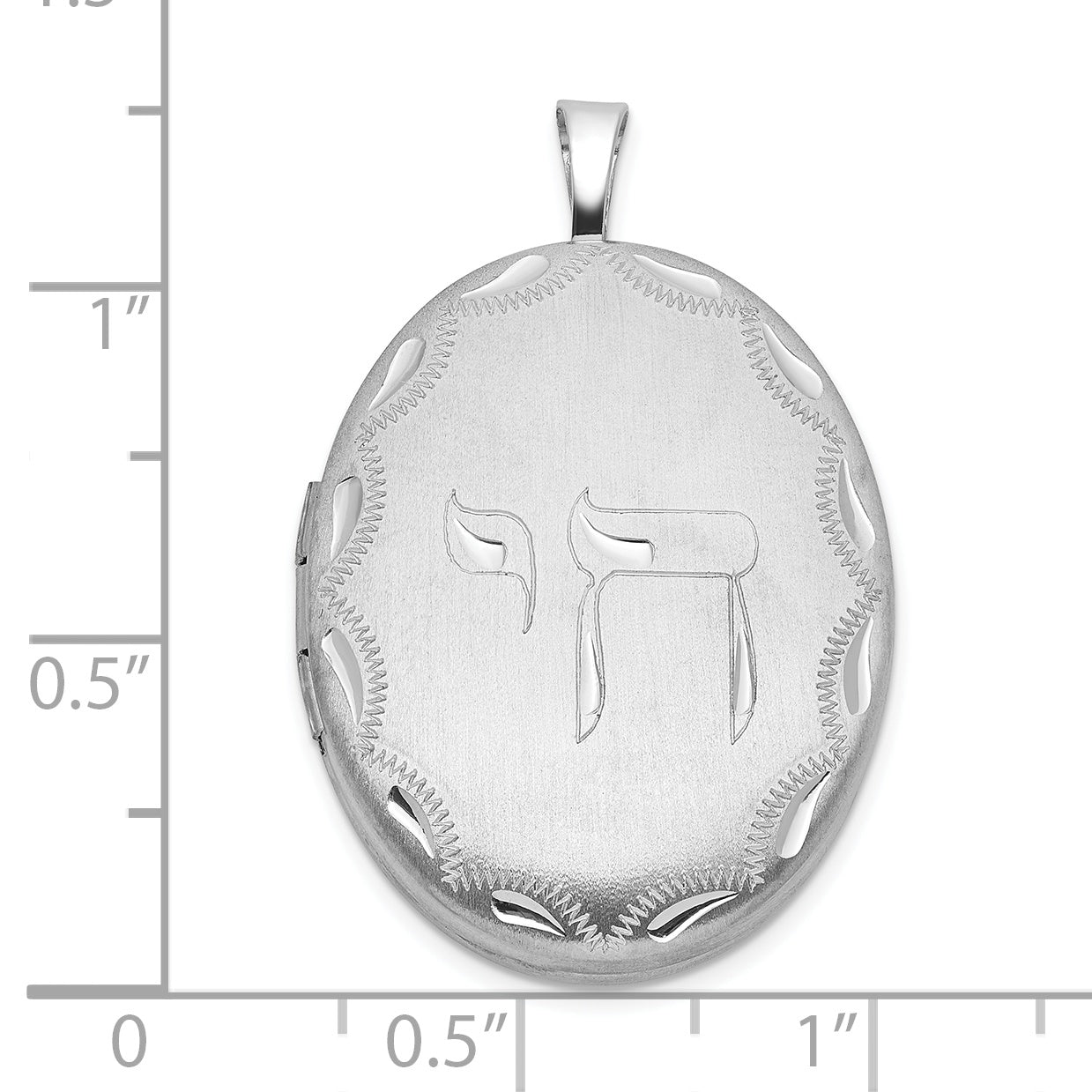 Sterling Silver 20mm Oval D/C Satin Chai Symbol Locket