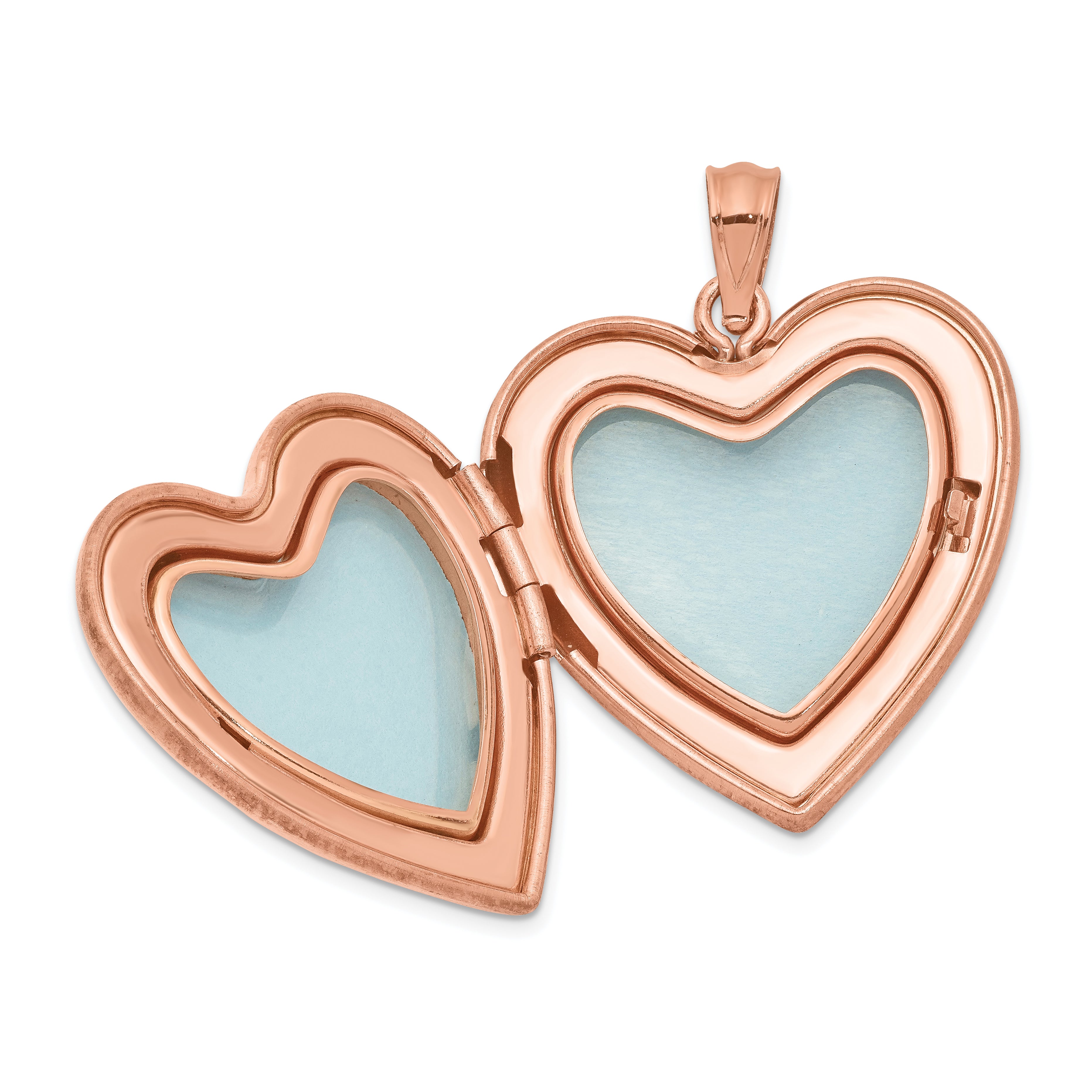 Sterling Silver Rose Gold-plated & Diamond 24mm D/C Heart Locket