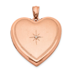 Sterling Silver Rose Gold-plated & Diamond 24mm D/C Heart Locket