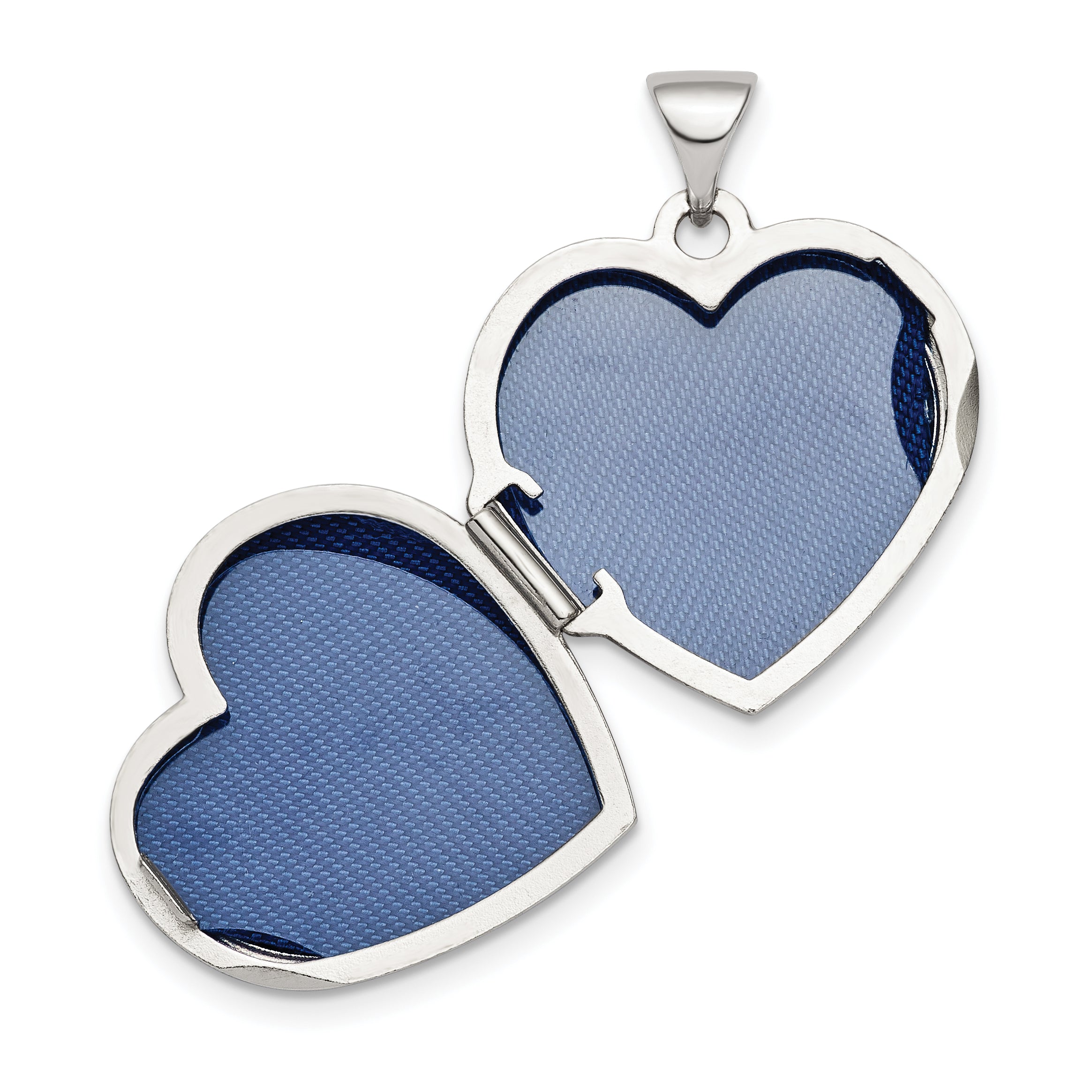 Sterling Silver Rhod-plated 2-Heart Design Front & Back 18mm Heart Locket