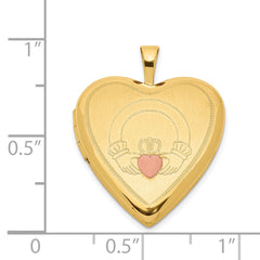 Sterling Silver Gold-plated 20mm Claddagh Enameled Heart Locket