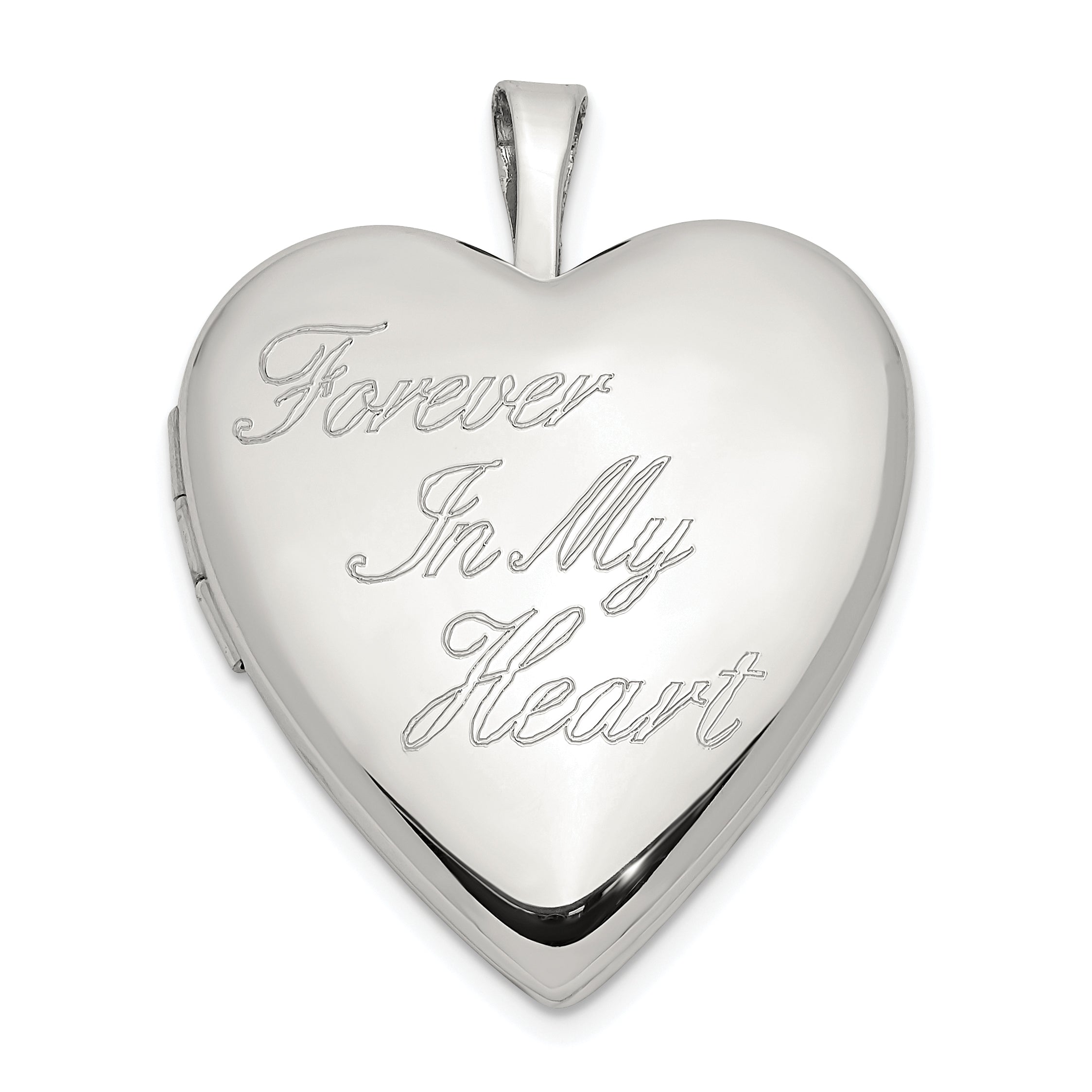 Sterling Silver Rhod-pltd 20mm FOREVER IN MY HEART Heart Locket