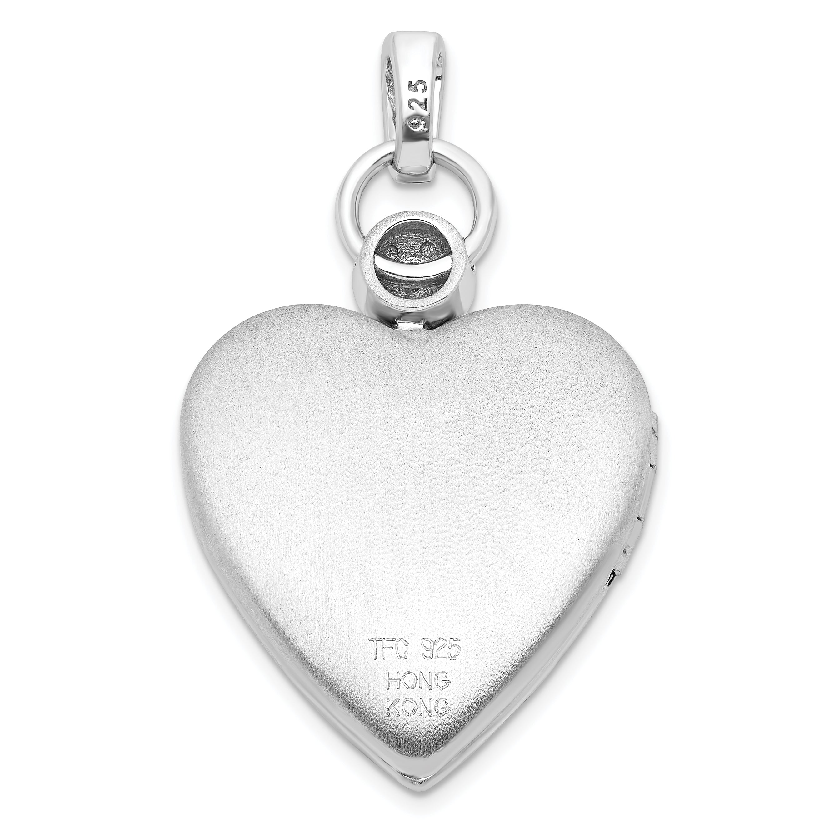 Sterling Silver Rhodium-plate 21mm Diamond Accented Satin Locket