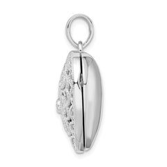 Sterling Silver Rhodium-plated Fancy CZ Heart Locket