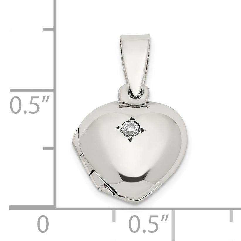 Sterling Silver CZ Heart Locket