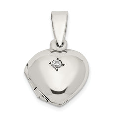 Sterling Silver CZ Heart Locket