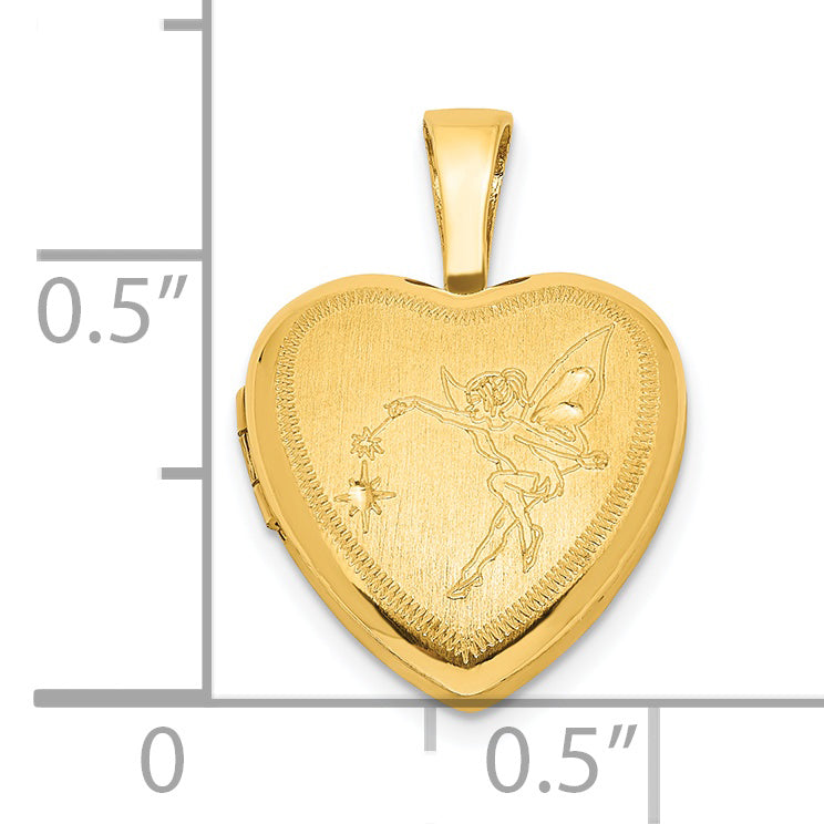 Sterling Silver Gold-plated 12mm Fairy Heart Locket