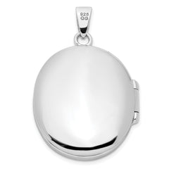 Sterling Silver Rhodium-plated Fancy CZ Oval Locket