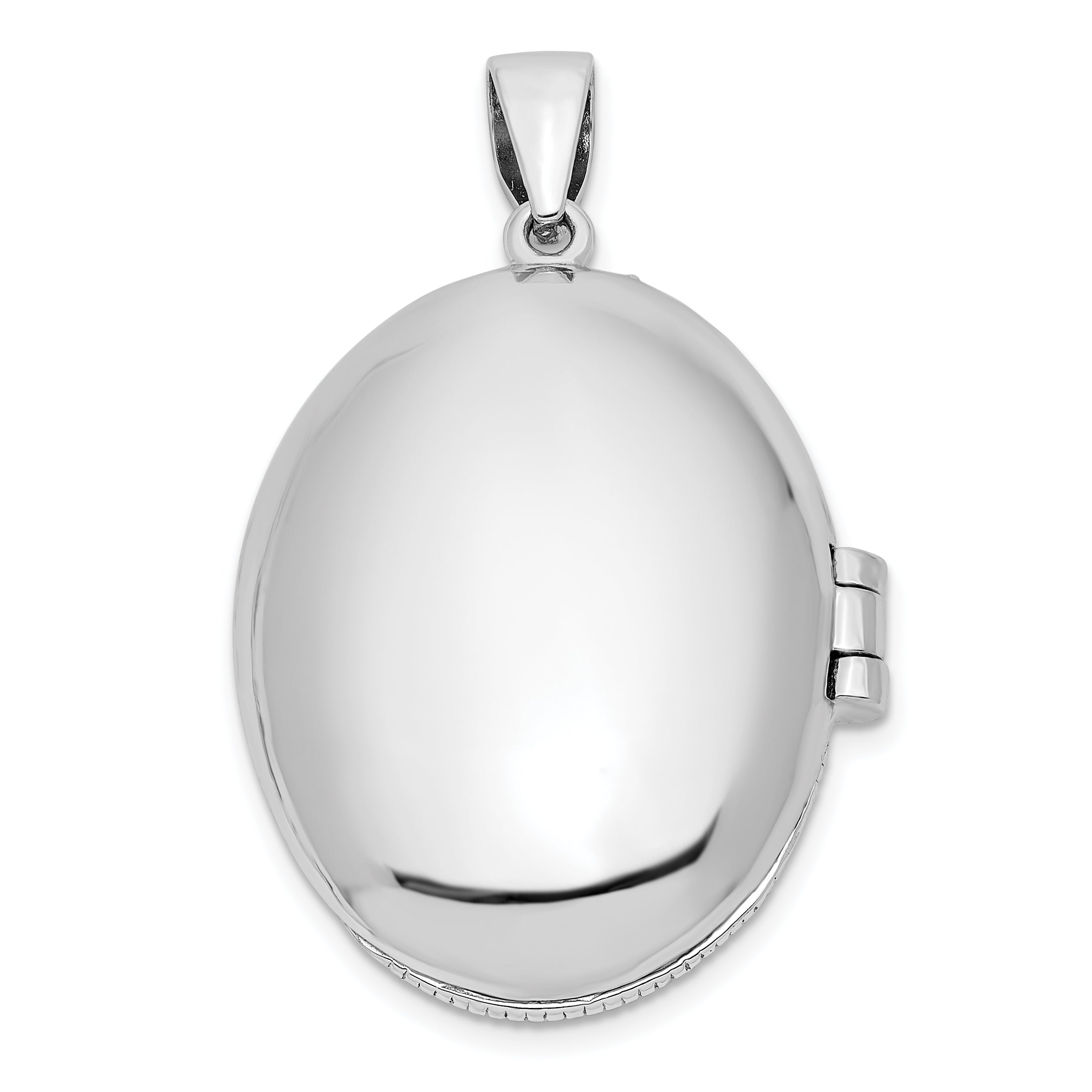 Sterling Silver Rhodium-plated CZ Oval Filigree Locket