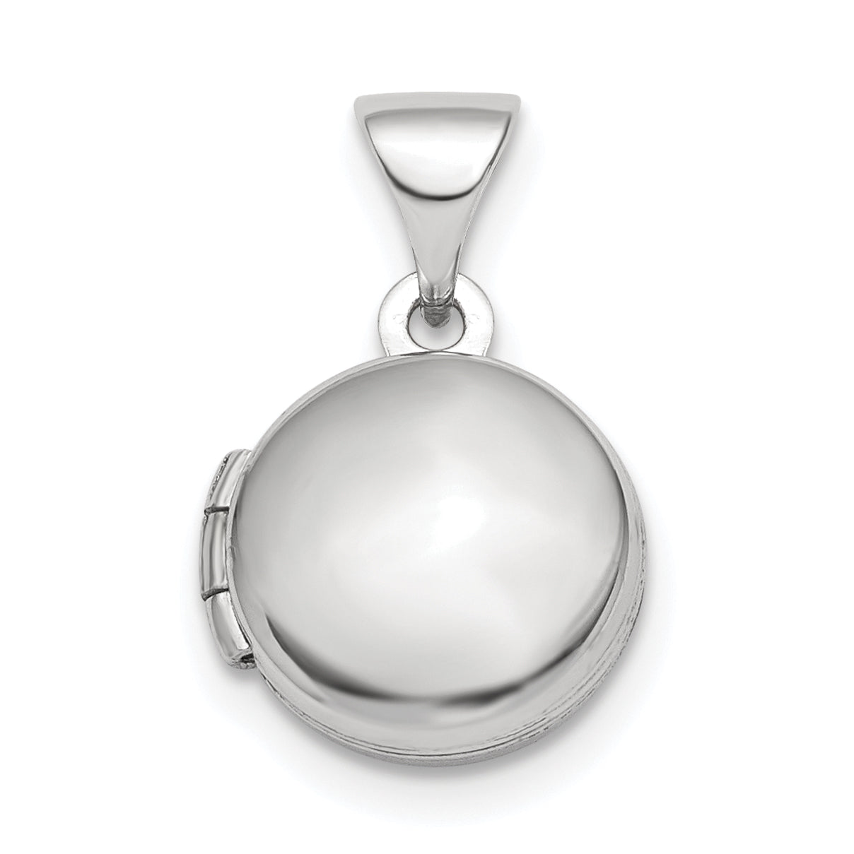 Sterling Silver Rhodium-plated Polished Domed 10mm Round Locket