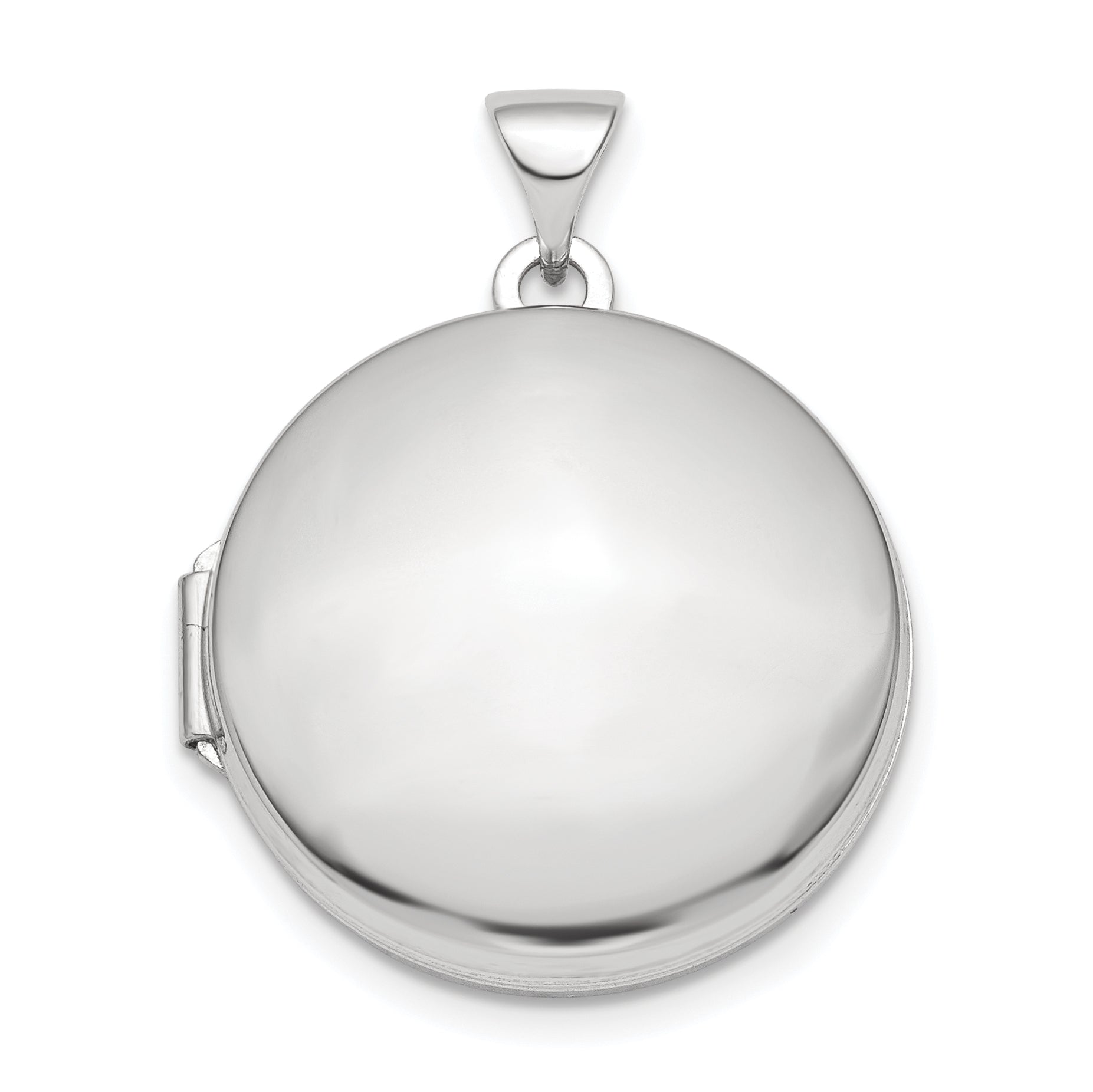 Sterling Silver Rhodium-plated Polished Domed 20mm Round Locket