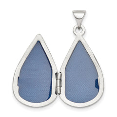 Sterling Silver Rhodium-plated Polished Diamond 21mm Teardrop Locket