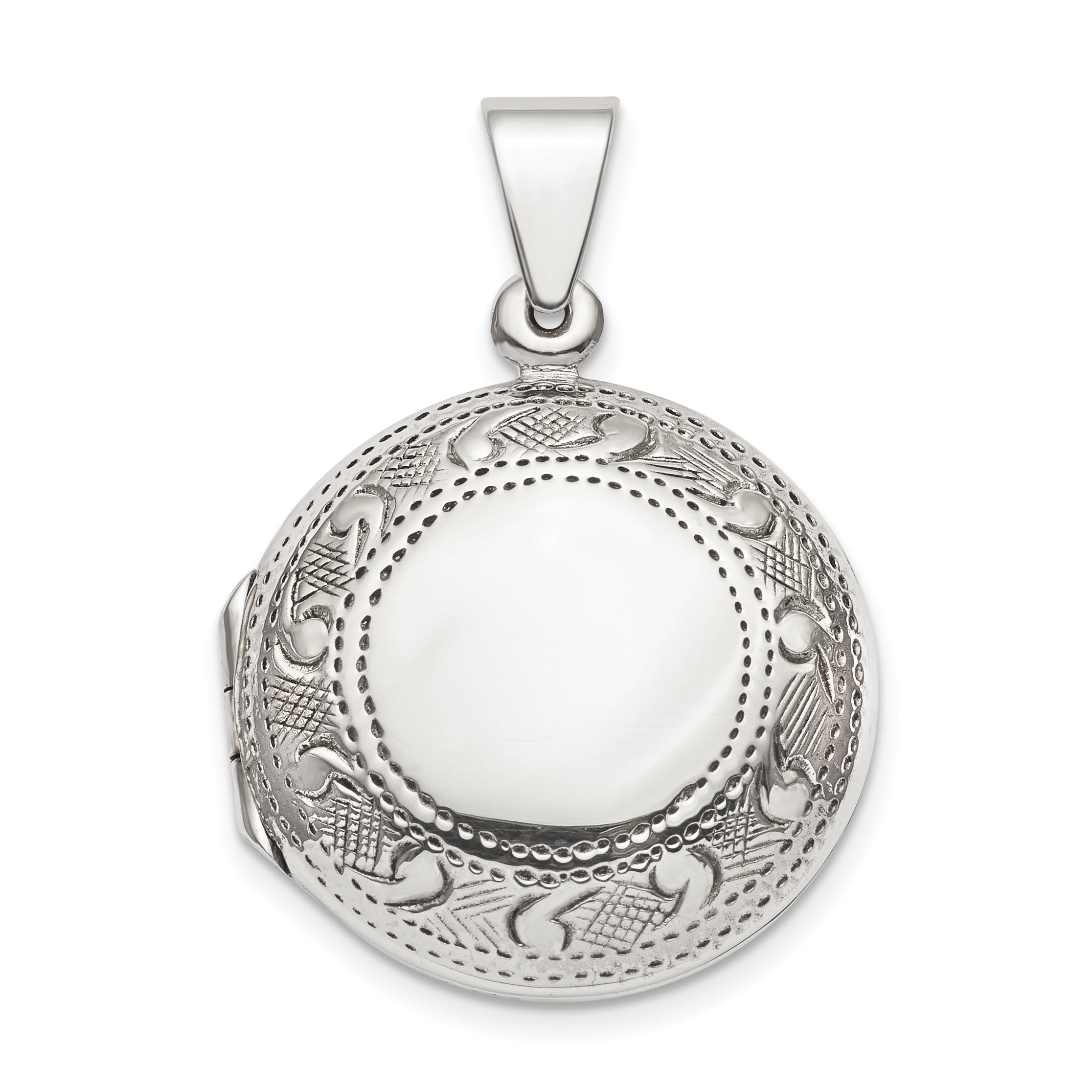 Sterling Silver Textured Border Circle Locket