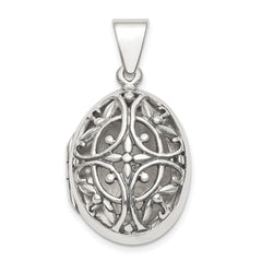 Sterling Silver Polished Filigree 22mm Oval Locket