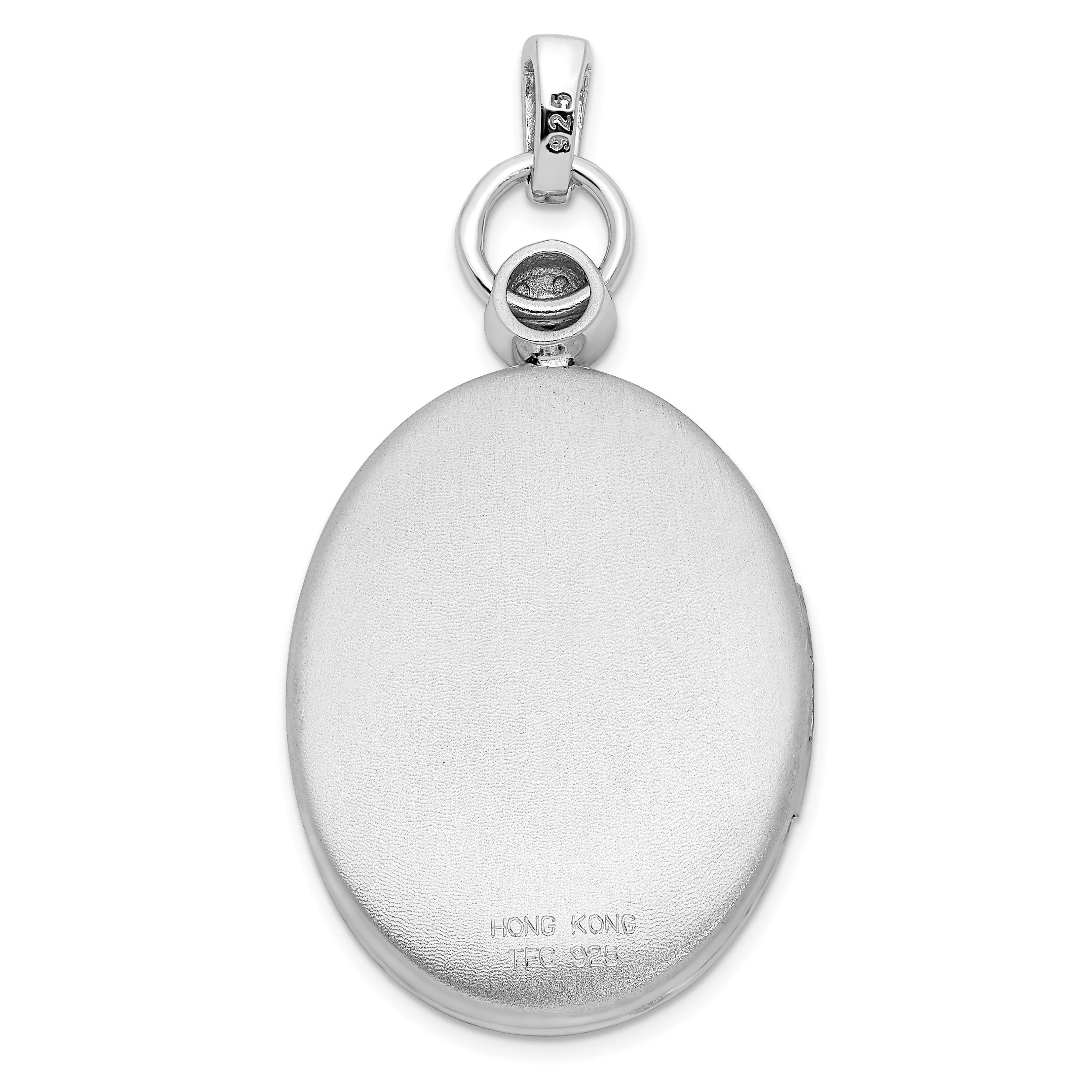 Sterling Silver Rhodium-plate 26mm Diamond Accented D/C  Locket