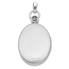 Sterling Silver Rhodium-plate 26mm Diamond Accented D/C  Locket