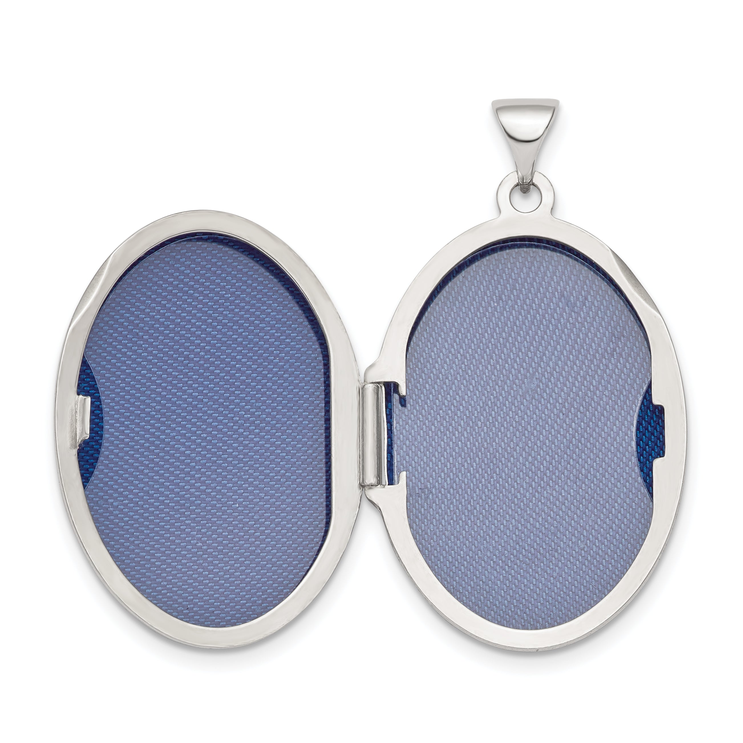 Sterling Silver Rhodium-plated Polished 26mm Patterned Oval Locket