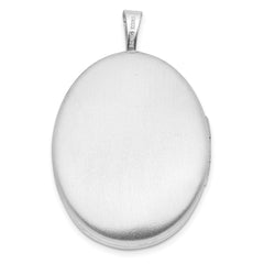 Sterling Silver Rhodium-plated 20mm Tree Oval Locket