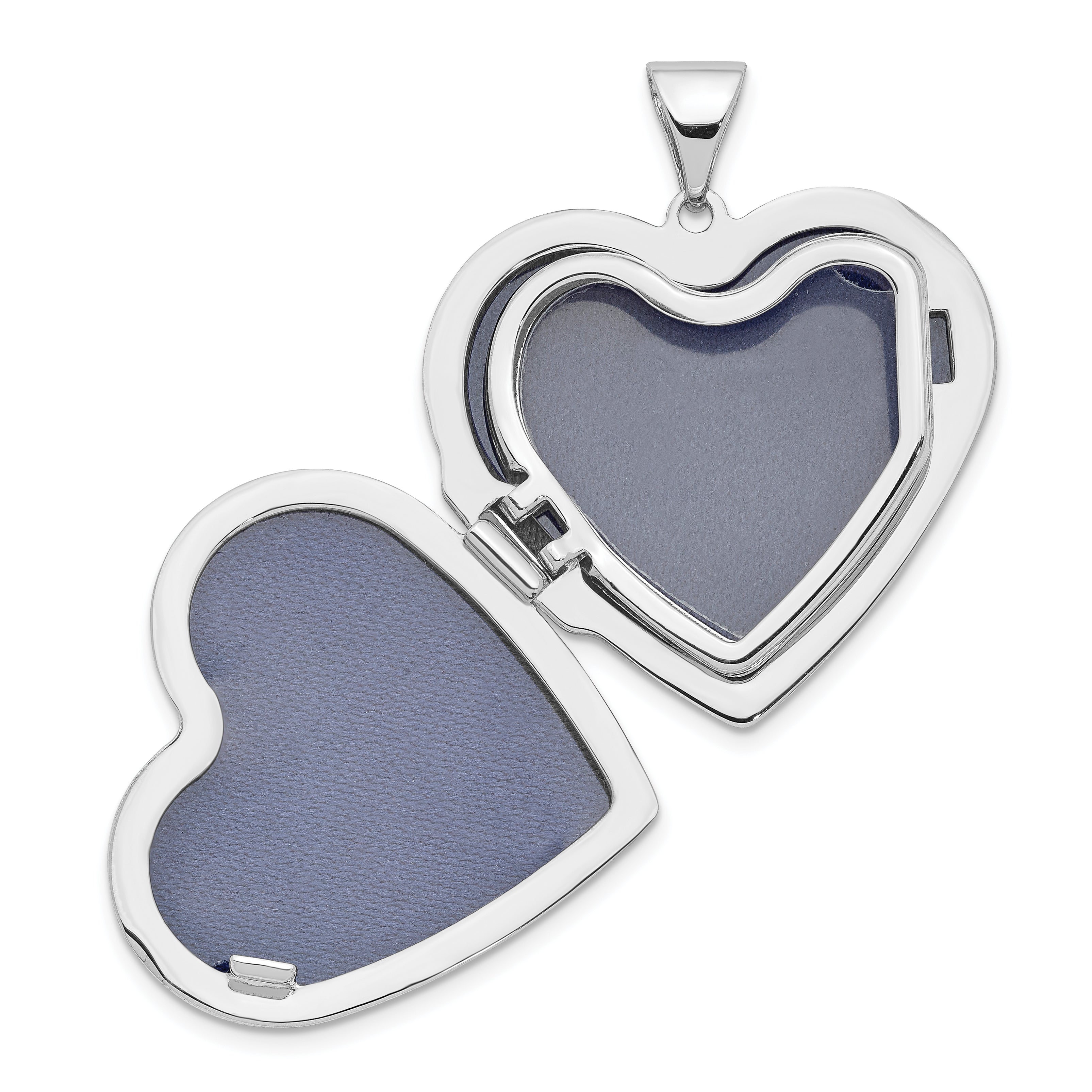 Sterling Silver Rhodium-plated 21mm Diamond Floral Heart Family Locket