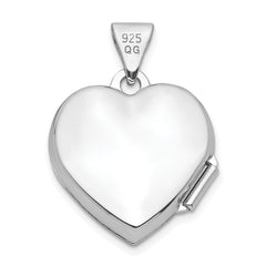 Sterling Silver Rhodium-plated Plain 15mm Heart Locket