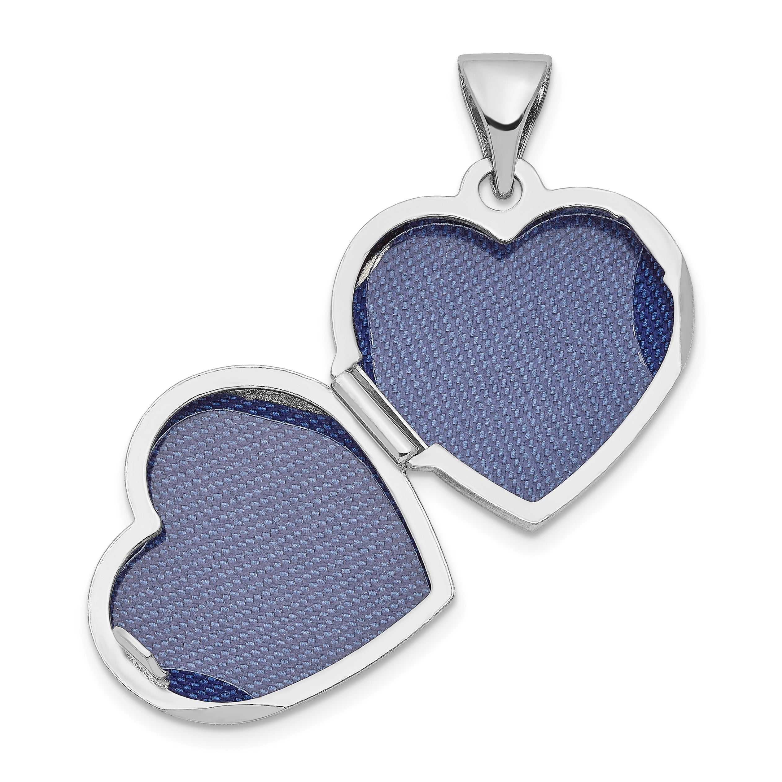 Sterling Silver Rhodium-plated Plain 15mm Heart Locket